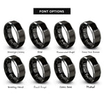 font options for inside engraving on black & gray slotted spoon rings