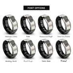 font options for inside engraving on black & silver slotted spoon rings