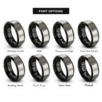 font options for inside engraving on black & grey slotted spoon rings
