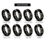 font options for inside engraving on black & silver slotted spoon rings