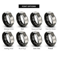 font options for inside engraving on black & gray slotted spoon rings