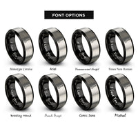 font options for inside engraving on black & silver slotted spoon rings