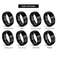 font options for inside engraving on black slotted spoon rings