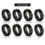 font options for inside engraving on black slotted spoon rings