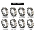 font options for inside engraving on gray slotted spoon rings