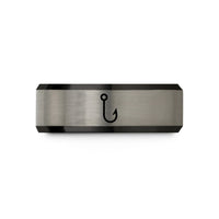 birthday present items – black & blue & silver tungsten fishing hook wedding band