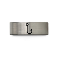 easy birthday surprises – blue & grey tungsten fishing hook wedding band