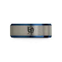 affordable presents for her – black & blue & gray tungsten scuba diver wedding band