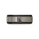 engraved presents for guys – black & grey tungsten speed square wedding band