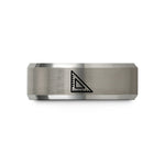 engraved presents for guys – black & grey tungsten speed square wedding band