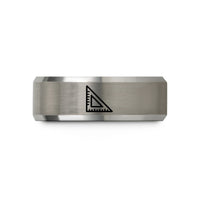 engraved presents for guys – black & grey tungsten speed square wedding band