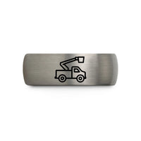 presents for truck lovers – silver tungsten bucket truck wedding band