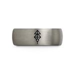 affordable presents for dad – black & grey tungsten geometric sigil lines wedding band