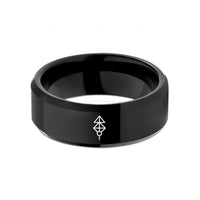 best presents for fathers – black tungsten geometric sigil lines wedding band