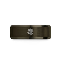 best presents for him – gunmetal & rose gold tungsten november chrysanthemum wedding band