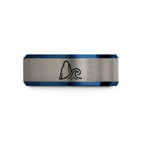 personalized presents for him – black & blue & grey tungsten sea stack wave wedding band