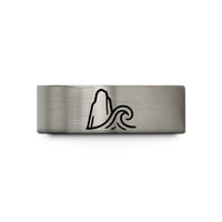unique presents for dad – blue & grey tungsten sea stack wave wedding band