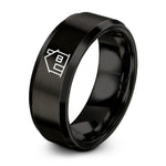 tungsten rings for men – black tungsten single family house ring