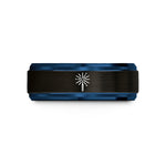 tungsten rings for men – black & blue tungsten sparkler wedding band