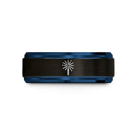 tungsten rings for men – black & blue tungsten sparkler wedding band