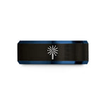 engraved rings for couples – black & blue tungsten sparkler wedding band