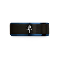 engraved rings for couples – black & blue tungsten sparkler wedding band