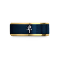 dad's day present ideas – gold & blue tungsten sparkler wedding band