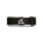 thoughtful presents for pals – black & silver tungsten curved tracks wedding band