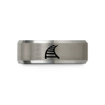 unique presents for friends – black & gray tungsten curved tracks wedding band