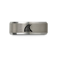 unique presents for friends – black & gray tungsten curved tracks wedding band