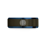 engraved rings for women – gunmetal & blue tungsten brain nodes wedding band