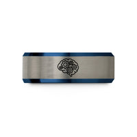 tungsten rings for her – blue & grey tungsten gear brain wedding band