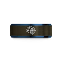 personalized jewelry for women – gunmetal & blue tungsten gear brain wedding band