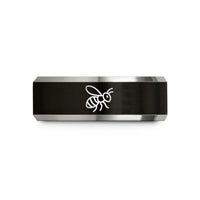 unique presents for woman – black & silver tungsten honeybee wedding band