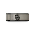 custom rings for women – black & grey tungsten pushcart vendor wedding band