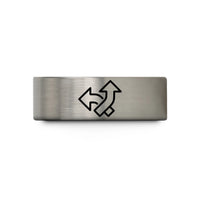 unique presents for her – blue & grey tungsten merge arrows wedding band