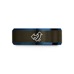 thoughtful presents for parents – gunmetal & blue tungsten merge arrows wedding band