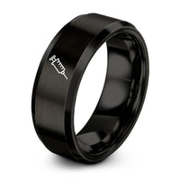 personalized presents for mom – black tungsten syringe icon ring