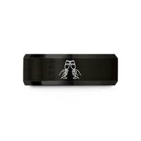 present ideas for mom – black & gold tungsten toasting hands wedding band