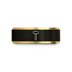 engraved presents for her – black & gold tungsten sledgehammer wedding band