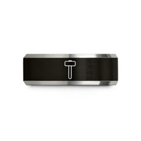stylish bands for partners – black & gray tungsten sledgehammer wedding band