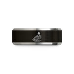 small jewelry present ideas – black & gray tungsten coastal cliffs lighthouse wedding band