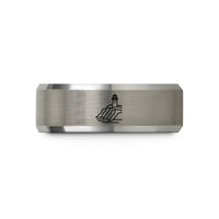 personalized jewelry for her – black & grey tungsten coastal cliffs lighthouse wedding band