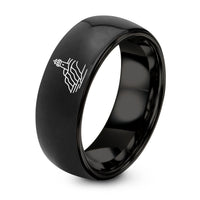 Small Gift for Women – black tungsten coastal cliffs lighthouse ring