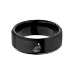 engraved rings for her – black tungsten coastal cliffs lighthouse wedding band