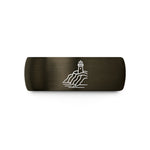 engraved rings for her – gunmetal & black tungsten coastal cliffs lighthouse wedding band