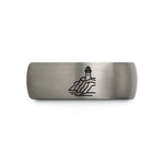 tungsten rings for couples – gunmetal & silver tungsten coastal cliffs lighthouse wedding band