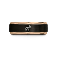 personalized jewelry for her – black & rose gold tungsten springbok antelope wedding band