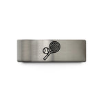 small token for ladies – blue & silver tungsten tennis ball racket wedding band