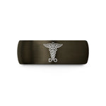 engraved rings for couples – gunmetal & black tungsten do caduceus wedding band